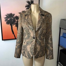 Kasper Gold Black Paisley Classic Blazer Size 12p