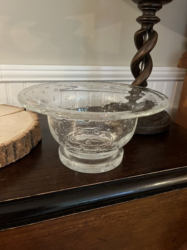 Southern Living At Home Clear Tiny Bubbles  Glass Serving Bowl Dish 40351
