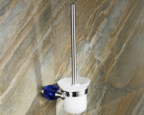 Bathroom Wall Mounted 304SUS+Crystal Toilet Brush With Toilet Brush Holder Set - Picture 13 of 14