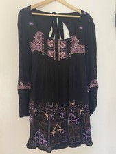 Free People Rhiannon Embroidered Gypsy Mini Dress SZ XS Festival Boho