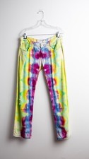 Vintage Hand Tie Dyed Flared Jeans RAINBOW   