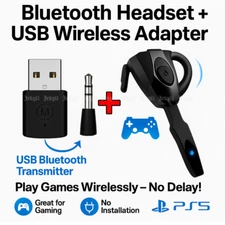 For PS4 Bluetooth Wireless USB Adapter Dongle Receiver for Headphone Microphone