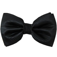 New men's pre-tied bowtie horizontal stripes polyester formal wedding prom Black