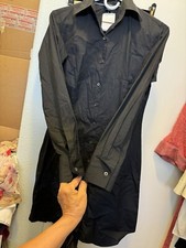 GAP CLASSIC FRENCH CUFFED SLEEVE WORK-PARTY BLACK POLISH COTTON SHIRT DRESS 2