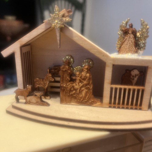 Old World Christmas TRC 2015 CA Ginger Cottages Nativity Wooden Ornament