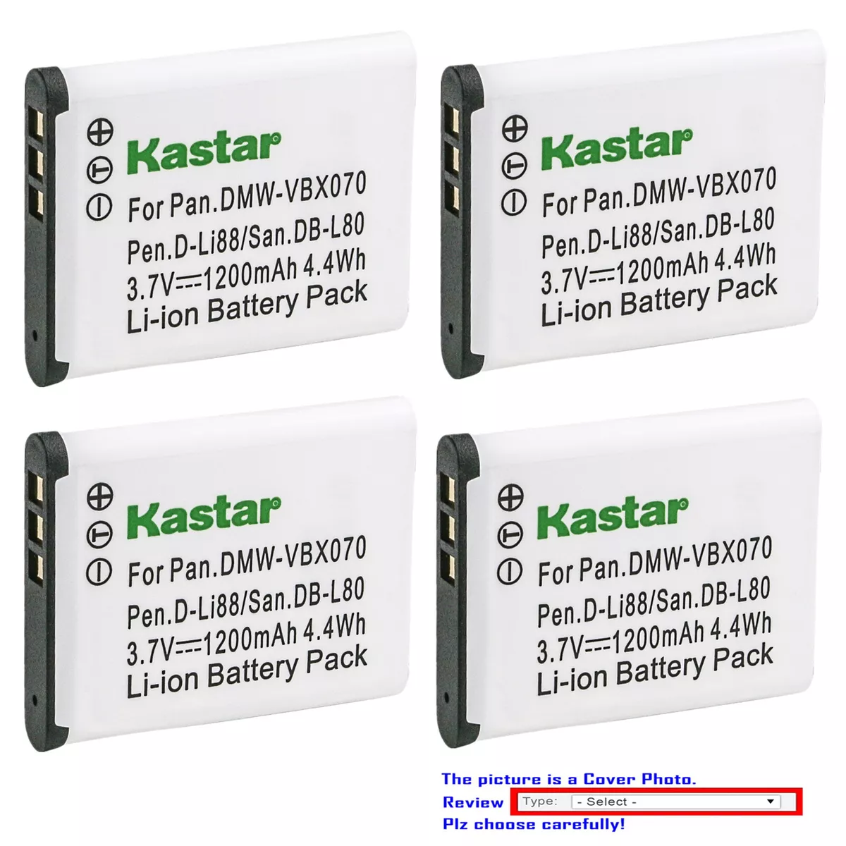Kastar Repalce Battery for Sanyo DB-L80 & Sanyo DSC-X1260 DSC-X1260K  DSC-X1260R