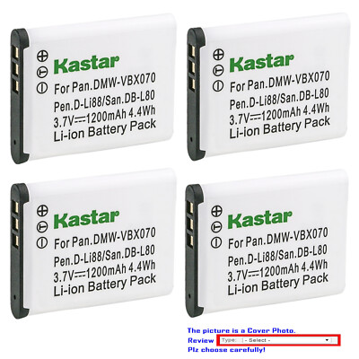 Kastar Repalcement Battery for Sanyo DB-L80 DBL80 & Sanyo VPC-X1220 VPC-X1420