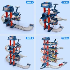 City Ultimate Garage Track Set with Electric Elevator, Upgrade 5 Levels Toy C...