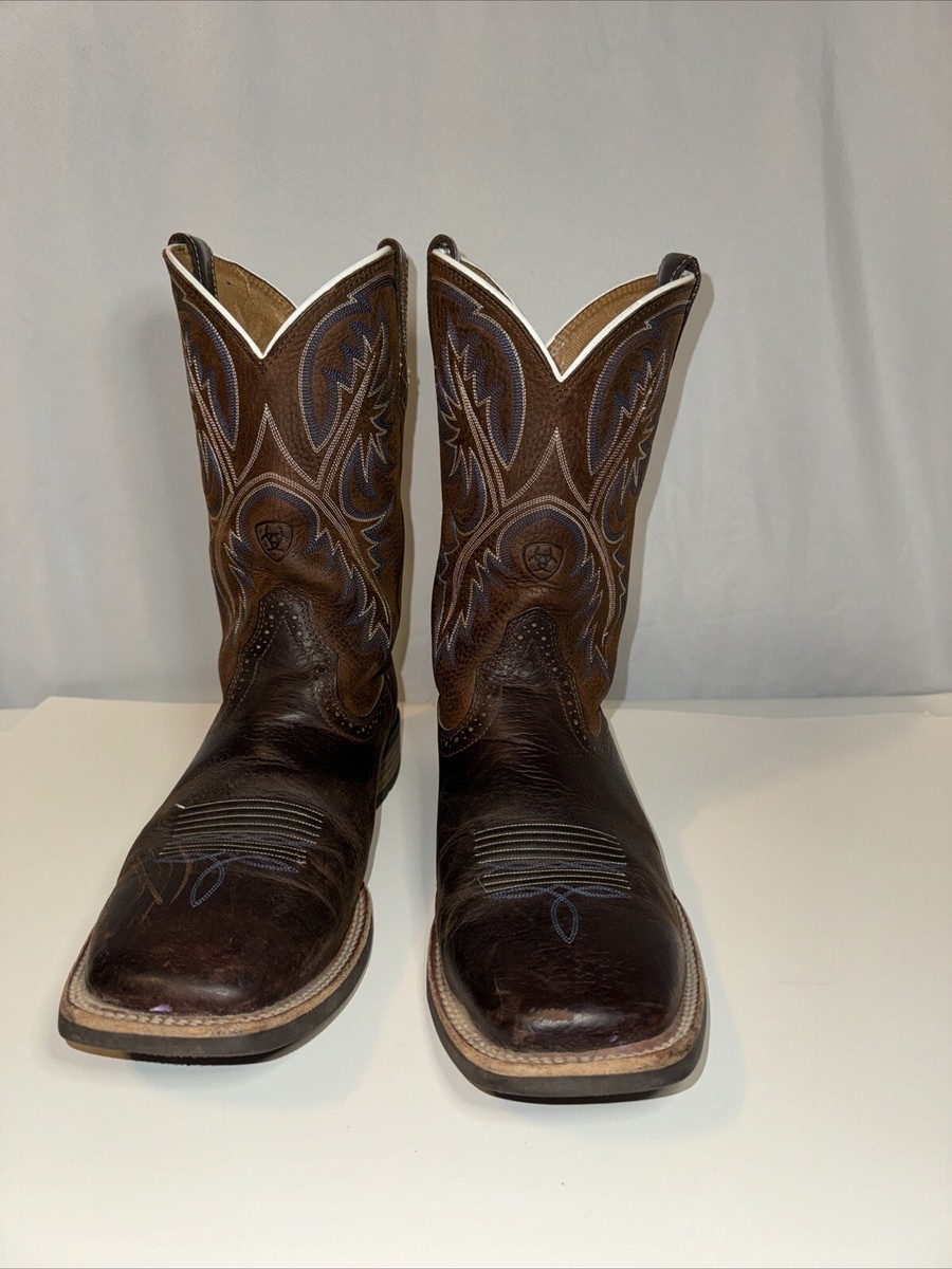 Ariat Mens QuickDraw Western Brown Oiled Rowdy Square Toe 