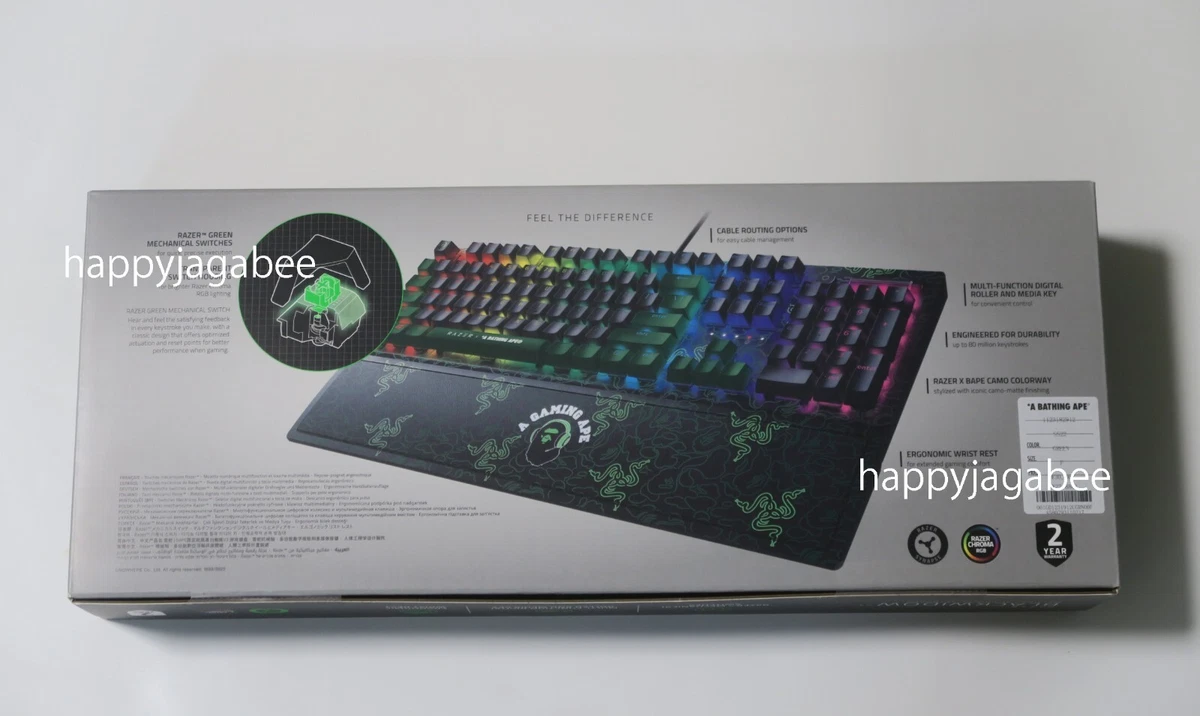 A BATHING APE Goods BAPE x RAZER NEON CAMO BLACKWIDOW V3 Green New