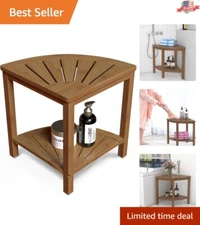 Waterproof Bamboo Corner Shower Stool Bench - Multi-Purpose - Storage Shelf