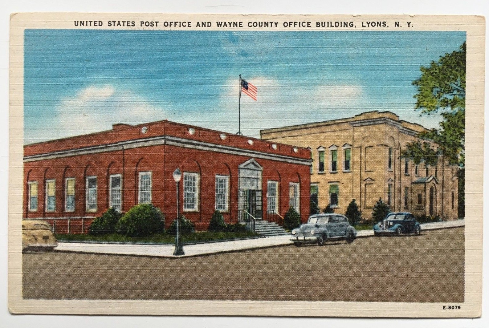 NY Postcard Lyons New York Post Office Wayne County Office Building