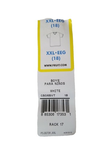 Fruit of the Loom Boys A-Shirt 3 Pack White Tank Tops. 2 Packs