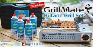 WHIP IT GrillMate portatif BBQ GRILL Cas difficile 4 FREE CANS STOVE FUEL Boutané