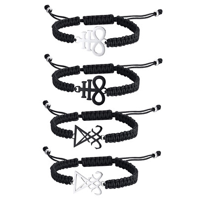 2pc Men Women Satanic Lucifer Symbol Leviathan Cross Briaded