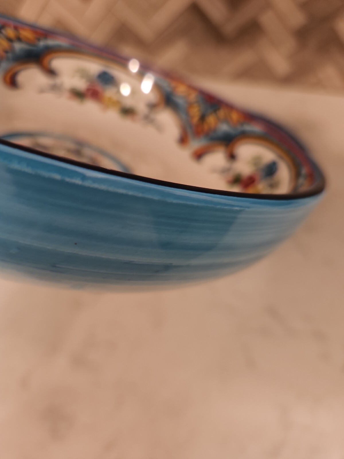 Euro Ceramica 3 Pasta Bowls Zanzibar Collection Salad fruit Blue 8.5