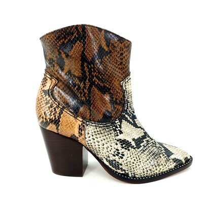 Schutz Womens Pull On Block High Heel Ankle Boot Multicolor