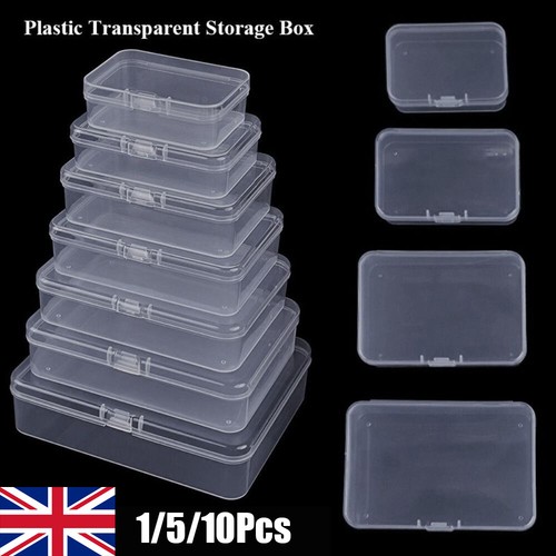 1-10pc Mini Clear Plastic Small Box Jewelry Ring Storage Case Medicine Container - Picture 1 of 21