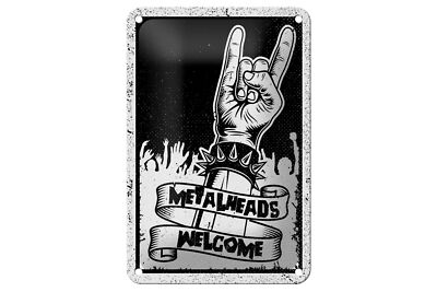 Blechschild Spruch 12x18 cm Metalheads welcome Stachelarmband Deko Schild