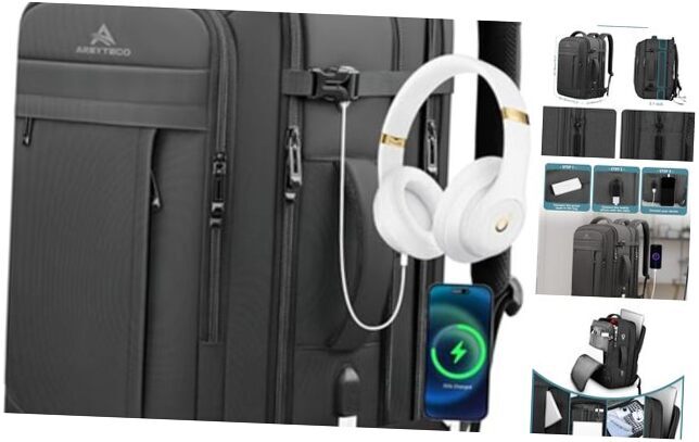 Travel Backpack, Extra Large Backpack, Carry 17.3 Inch (20''x13''x10'') Black-image