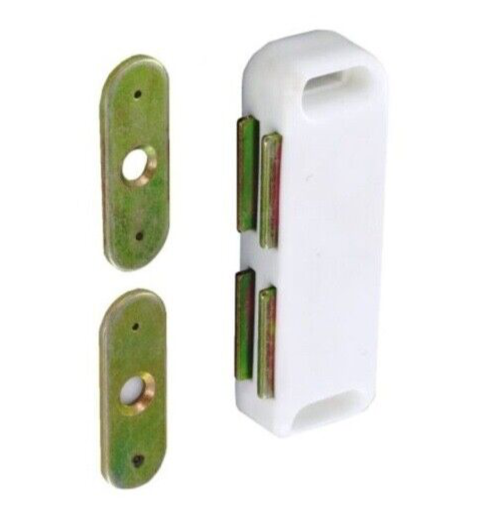 Securit Twin Magnetic Catch Latch Cupboard Cabinet Door Heavy Duty - White