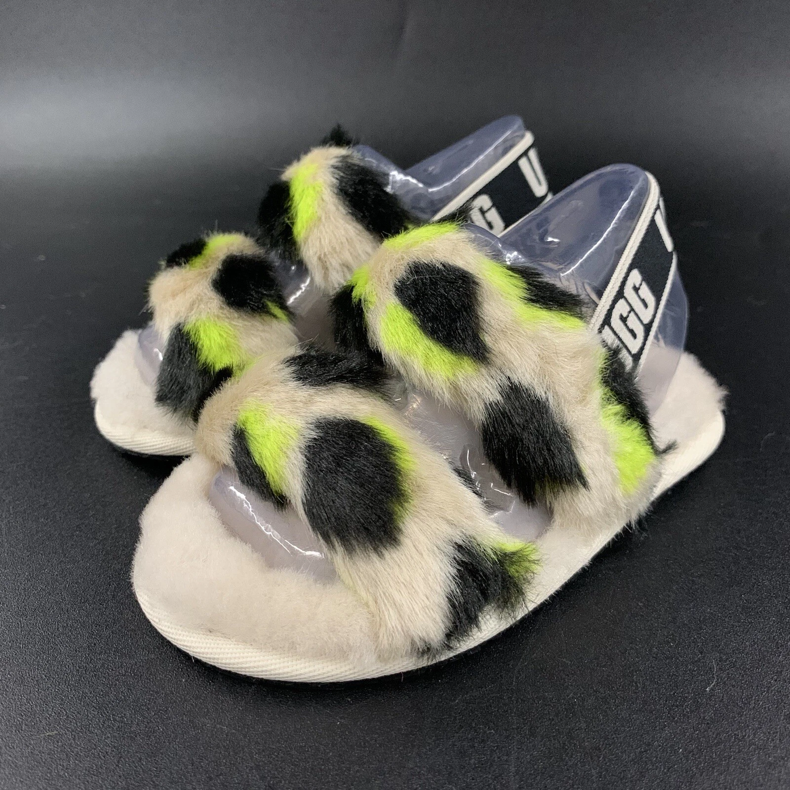 UGG OH YEAH SLIDE SLIPPER SANDALO BAMBINO US7 KEY LIME GHEPARDO SLINGBACK TAGLIA 7T
