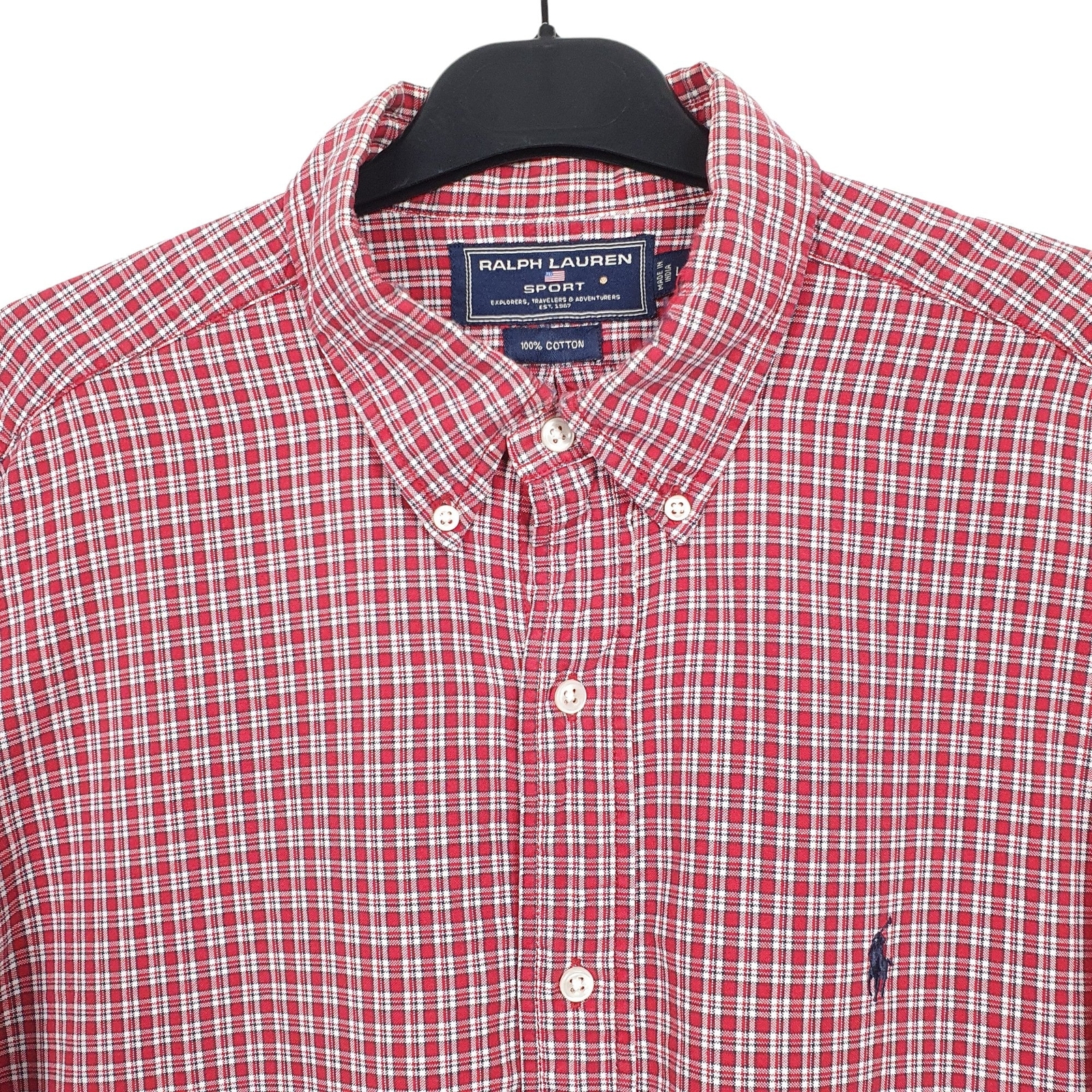 RALPH LAUREN Red Check Shirt Long Sleeve Casual Mens XL image 2