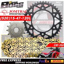 JT Front + Rear Sprocket, DID Chain For HONDA CRF-250 520-15-47-120L