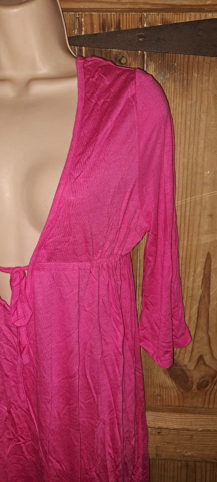 Pink v front tunic kaftan beach over dress uk 12-14 eu 40-44 M shirt  summer - Image 4 of 4