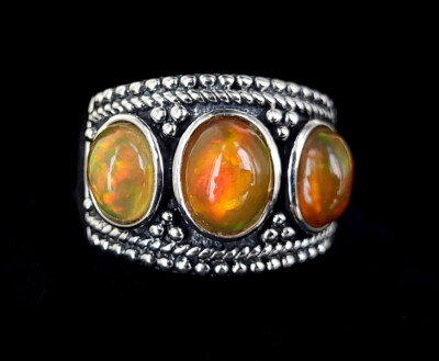 Estate Sterlingsilber 3 Opale JOYA Von Judy Crowell Modern Ring Größe 9