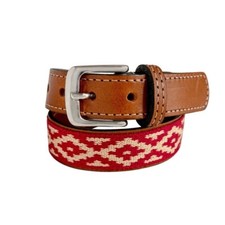 GauchoLife Guarda Pampas Polo Leather Belt Kids  XS Brown, Red/Beige 