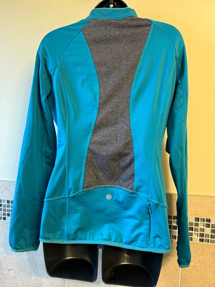 Athleta Teal Zip Front Jacket Thumb Hole Sleeves SZ S eBay