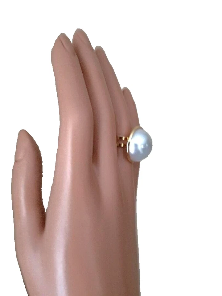 Кольцо с жемчугом: кольцо с жемчугом из смолы Mabe' 20 мм позолота 18 карат нержавеющая сталь - Изображение 4 из 4