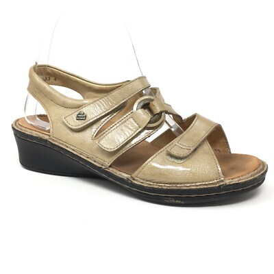 Finn Comfort Sandals Shoes Womens Size 6 D Wide 3.5 UK Champagne Patent Leather