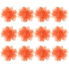 12-Pack Chiffon Flowers 1.97 x 1.97" Fabric Flowers for Craft Orange 