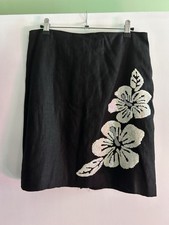 NWT Vintage Kelly Diane Mini Skirt Sequins Black Linen Hawaii Flowers Size 10P