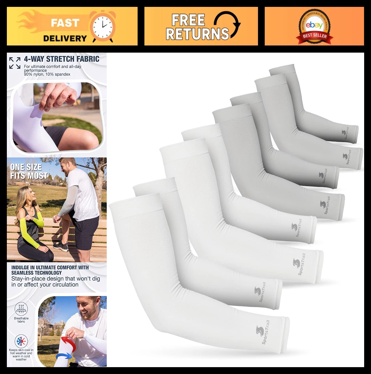 Cooling Arm Sleeves for Men & Women - Breathable UV Protection, Sports Gear