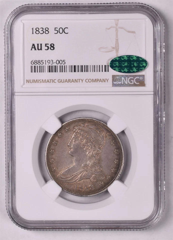 1838 Capped Bust Silver Half Dollar - NGC AU58 CAC - NICE ORIGINAL LOOK!! - Image 3 of 3