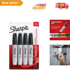 Versatile 4 Count Black Permanent Markers with Chisel Tip for All Surfaces