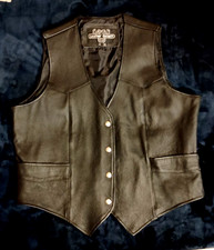 Vintage Black Leather Ladie's Biker Vest