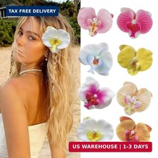 8Pcs Hawaiian Flower Hair Clips for Women, Pearl Orchid Clip Hair for thin thick