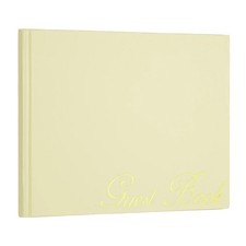 Elegant Guestbook, 9"x7" Offset Paper Wedding Guest Book, Beige Yellow