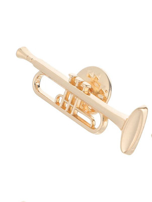 1 x Trompete Musikinstrument Brosche in goldfarbener Ausführung Jazz Musik