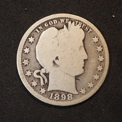 1898  * P* BARBER SLVER QUARTER  DOLLAR **NICE**FREE SHIPPING M9442
