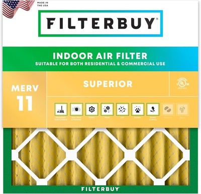 Filterbuy 24x24x2 Pleated Air Filters, Replacement for HVAC AC Furnace (MERV 11)