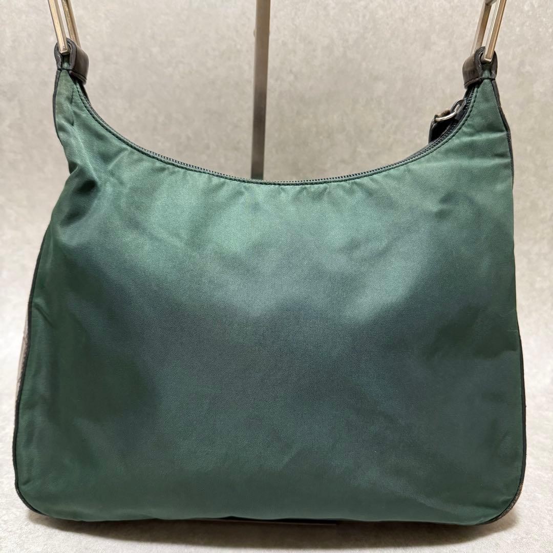 PRADA Pocono Khaki Leather Nylon Shoulder Bag Vintage Rare Authentic thumbnail 5