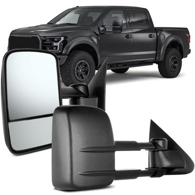 Tow Mirror For 1997-2003 Ford F150 Extended Cab Power Adjusted Black Left Right