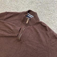 Mizzen Main Cassady Quarter Zip Sweater Large Brown 1/4 Zip Mock Neck Pullover