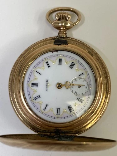 Antique ELGIN Gold Filled Pocket Watch No Crystal Pre-Owned Doesn't Run -35#130