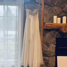 Sherri Hill White Strapless Dress w/ Beaded Bodice - Size 2